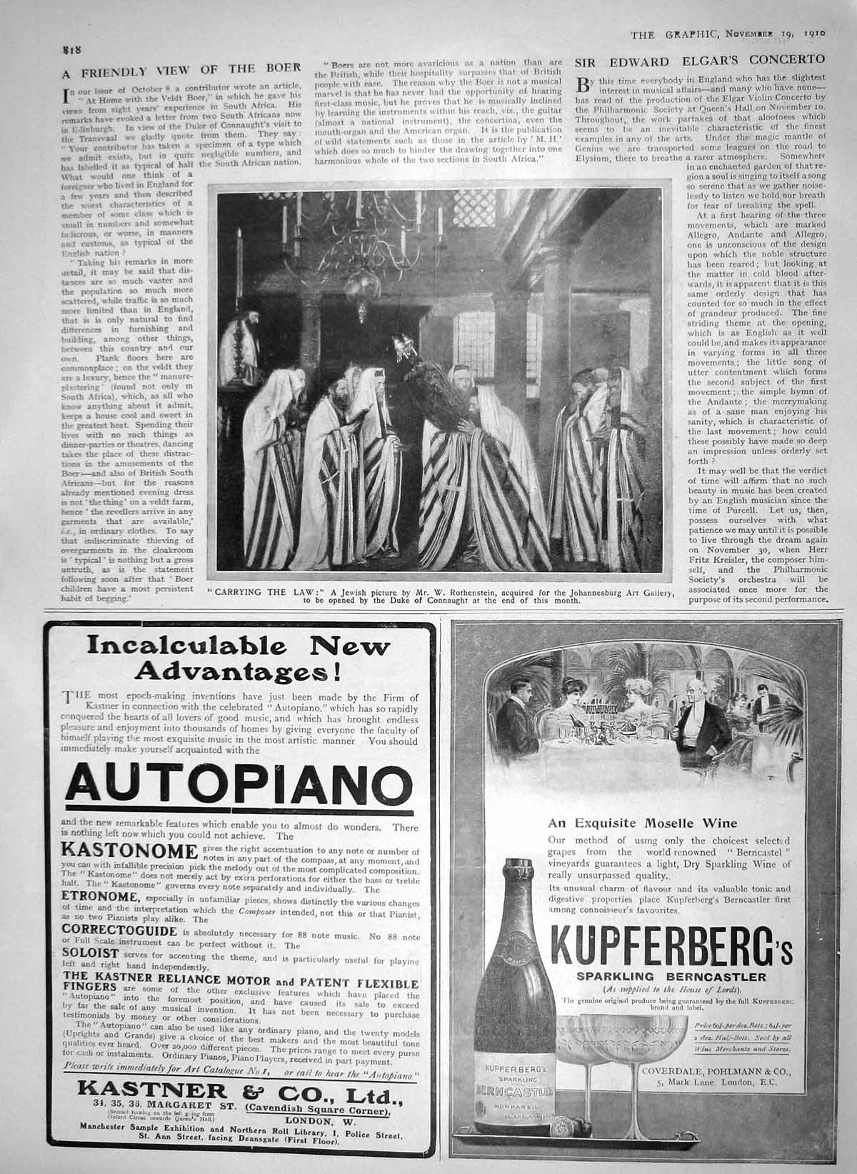 Old Antique Print 1910 Jewish Picture Rothenstein Johannesburg Kupferberg 20th