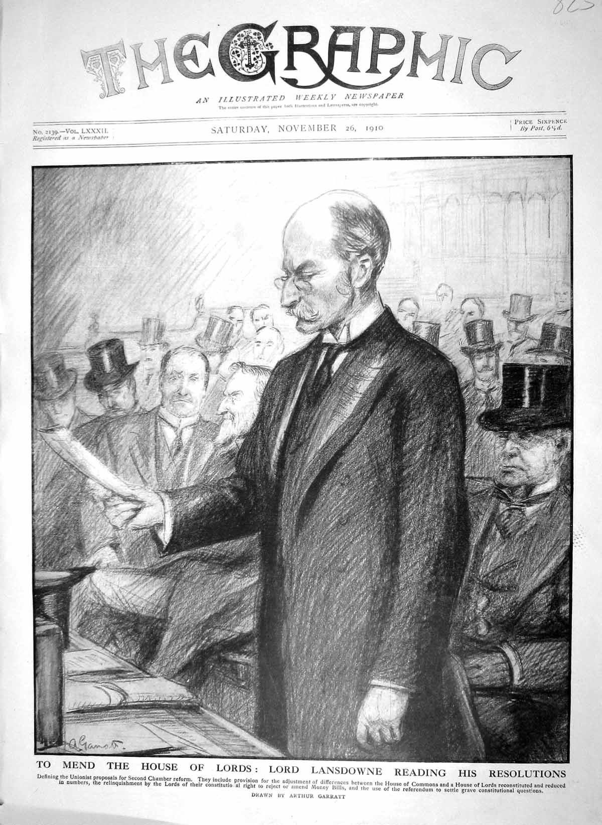 Old Antique Print 1910 House Lords Lord Lansdowne Chamber Reform Commons 20th