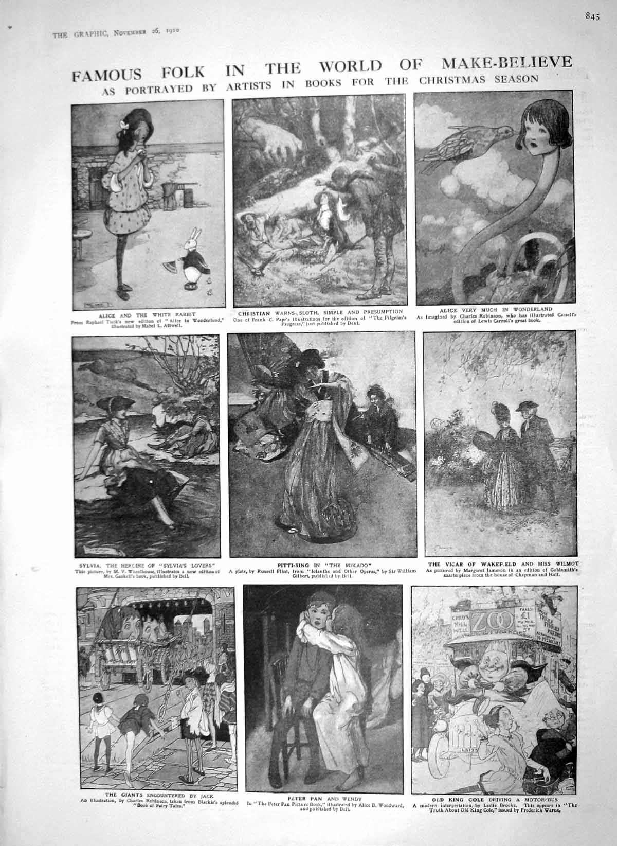 Original Old Antique Print 1910 Children Books Illustrations Alice Reay Munster