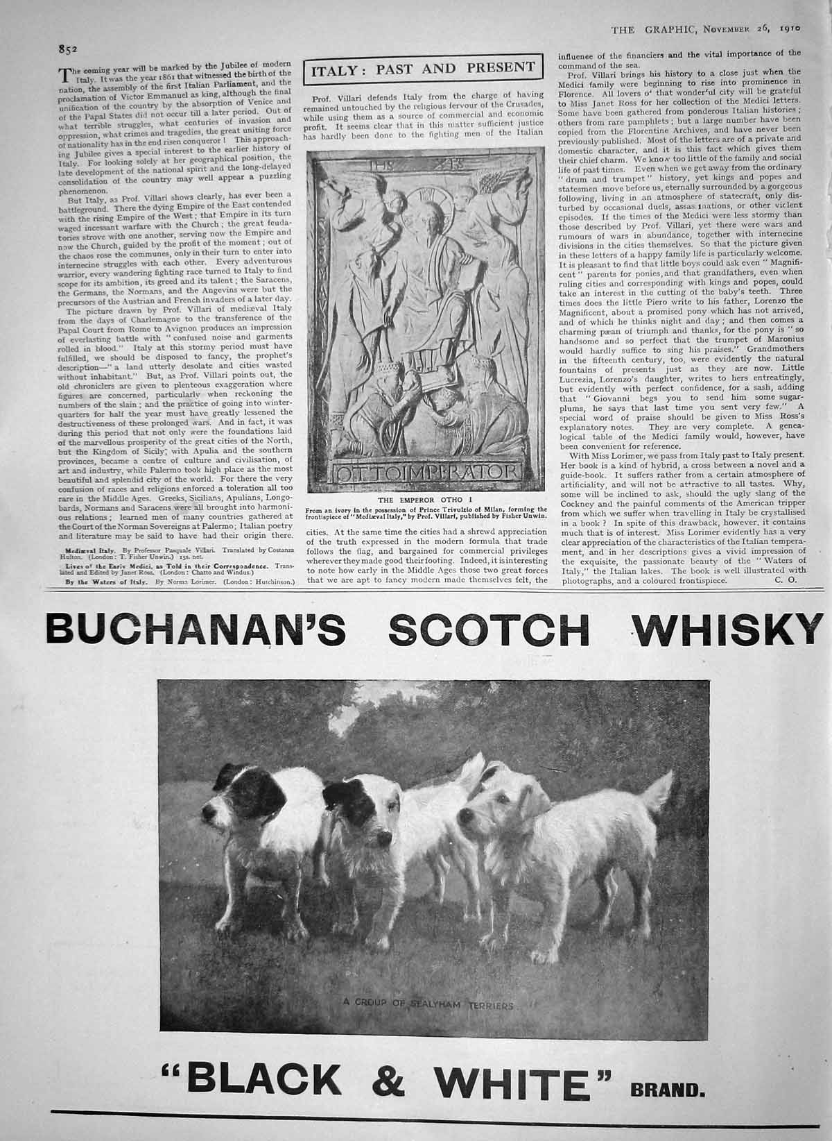 Original Old Antique Print 1910 Emperor Otho Ivory Trivulzio Buchanan'S Whisky