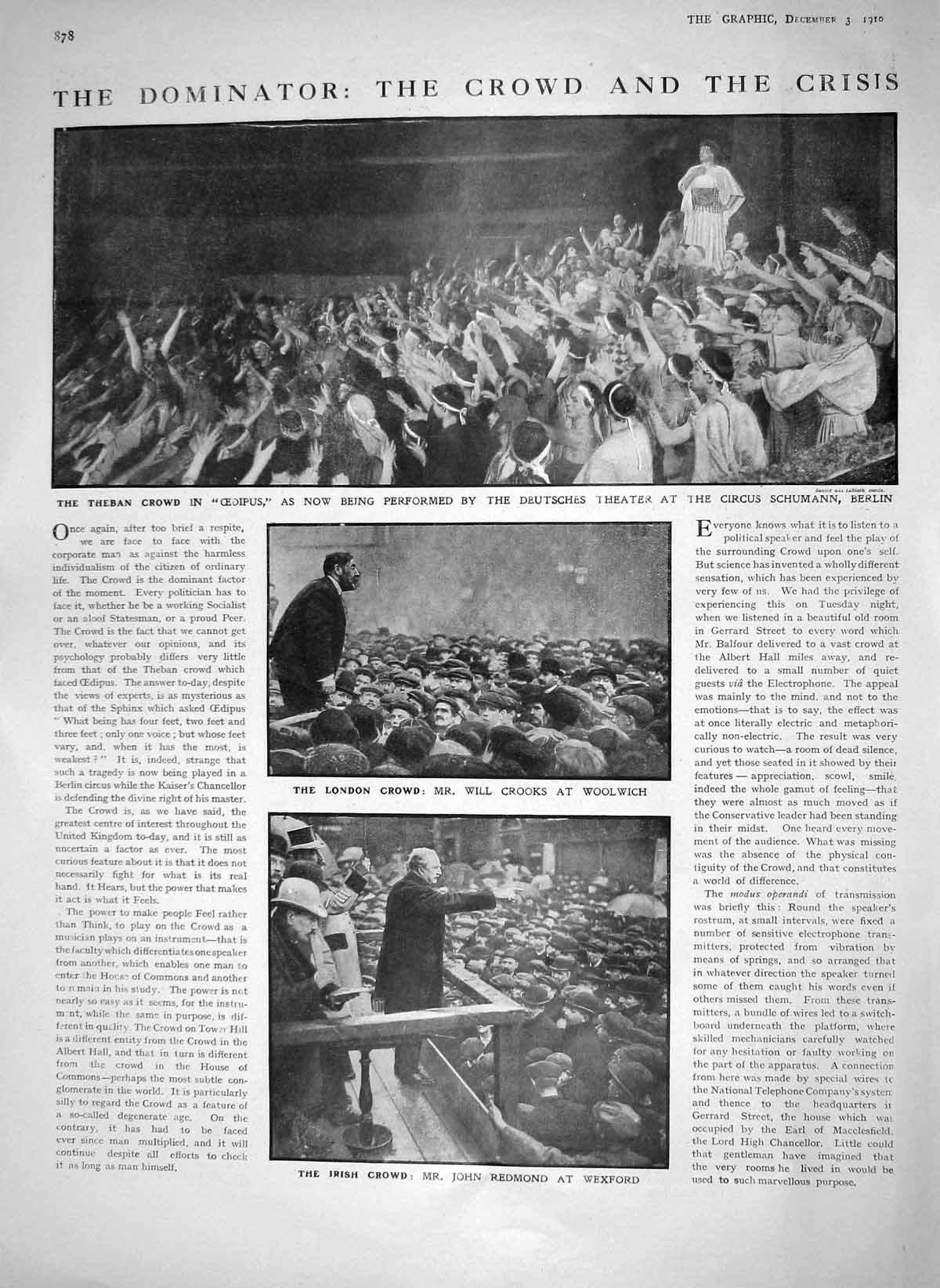 Original Old Antique Print 1910 Theban Deutsches Theatre Berlin Circus Humbert