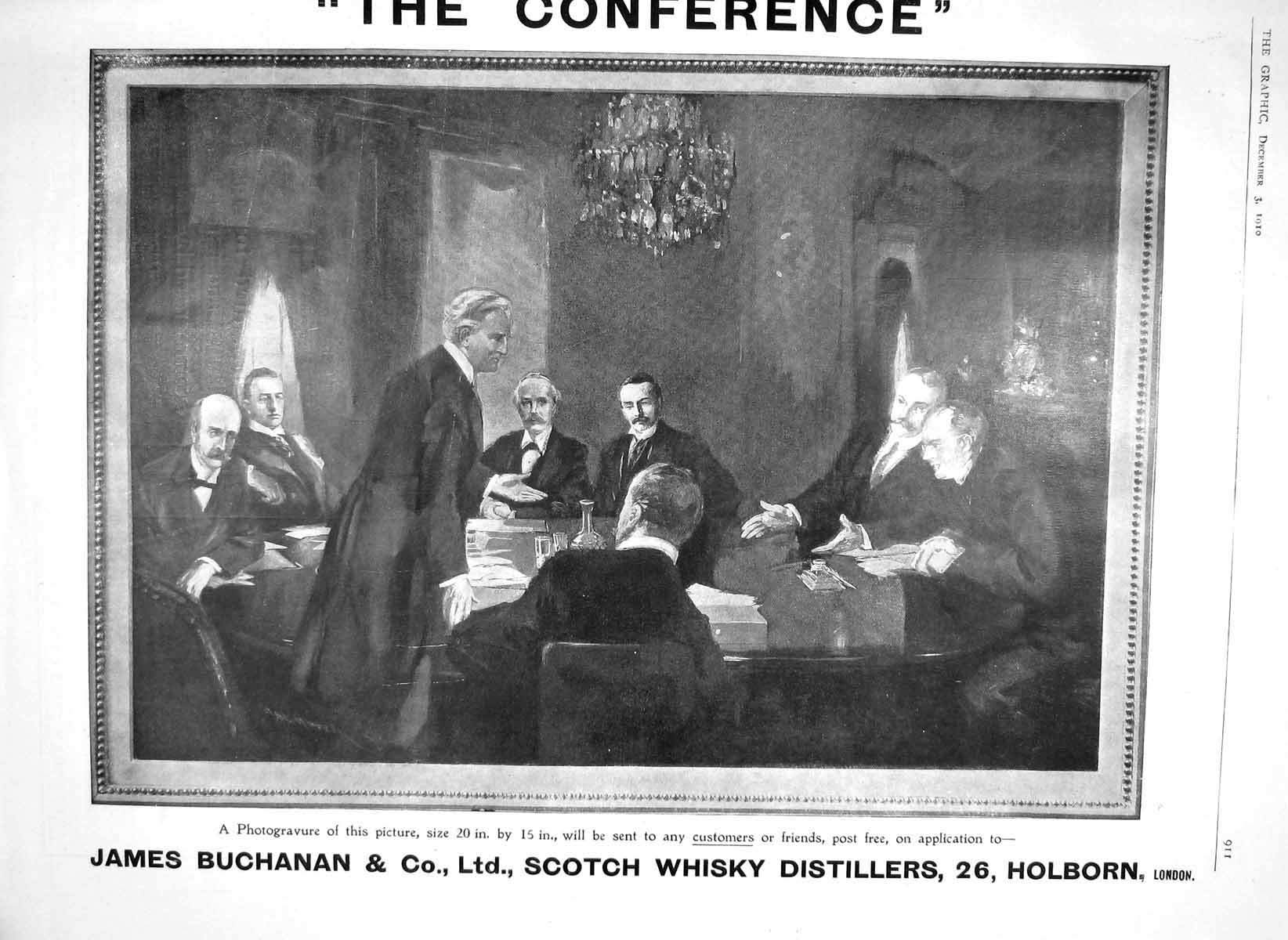 Old Antique Print 1910 Advertisement James Buchanan Scotch Whisky Holborn 20th