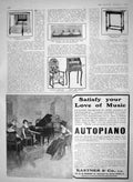 Original Old Antique Print 1910 Queen Anne Bureau Tea Set Table Brinsmead Piano