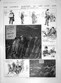 Original Old Antique Print 1910 General Election Polling Day System Referendum