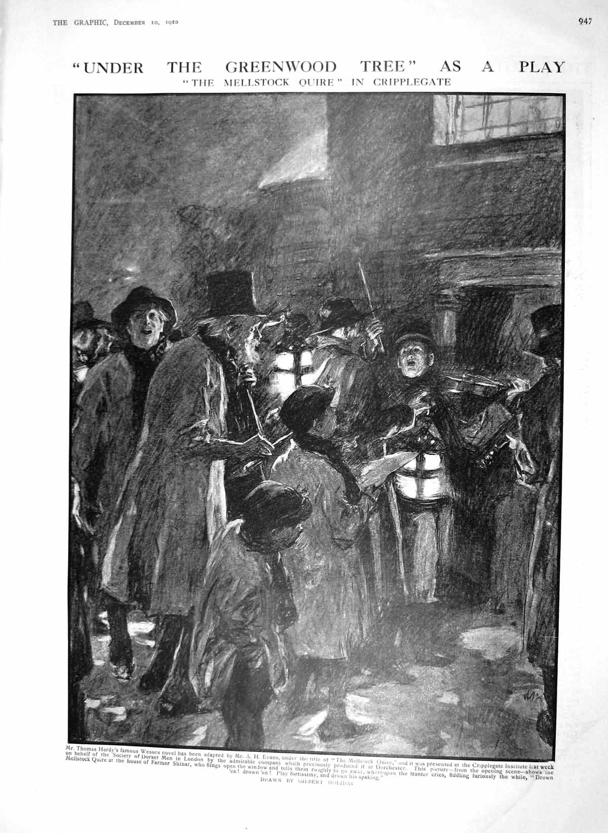 Old Antique Print 1910 Mellstock Quire Cripplegate Sherriff Millar Mary 20th