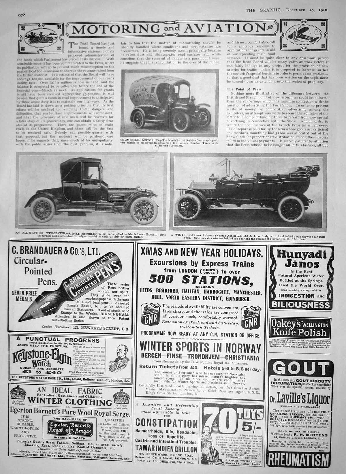 Old Antique Print 1910 Motor Car Rubber Company Van Talbot Newton Abbey 20th