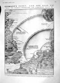 Original Old Antique Print 1914 Map German Submarines Morrell British Ships War