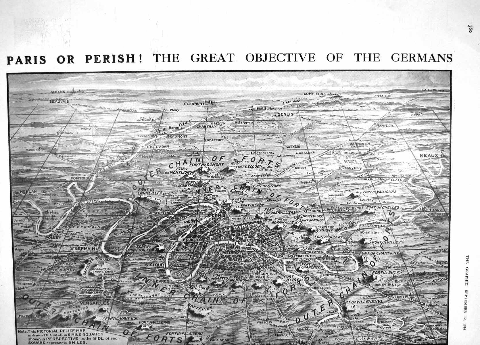 Old Antique Print 1914 Map Paris Gordon Highlanders Pope Mercier Gilbert 20th