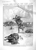 Original Old Antique Print 1914 War Siers Dead Horse Highlander Gilbert Holiday