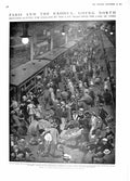 Original Old Antique Print 1914 Paris Railway Station Train Gare Du Nord Exodus