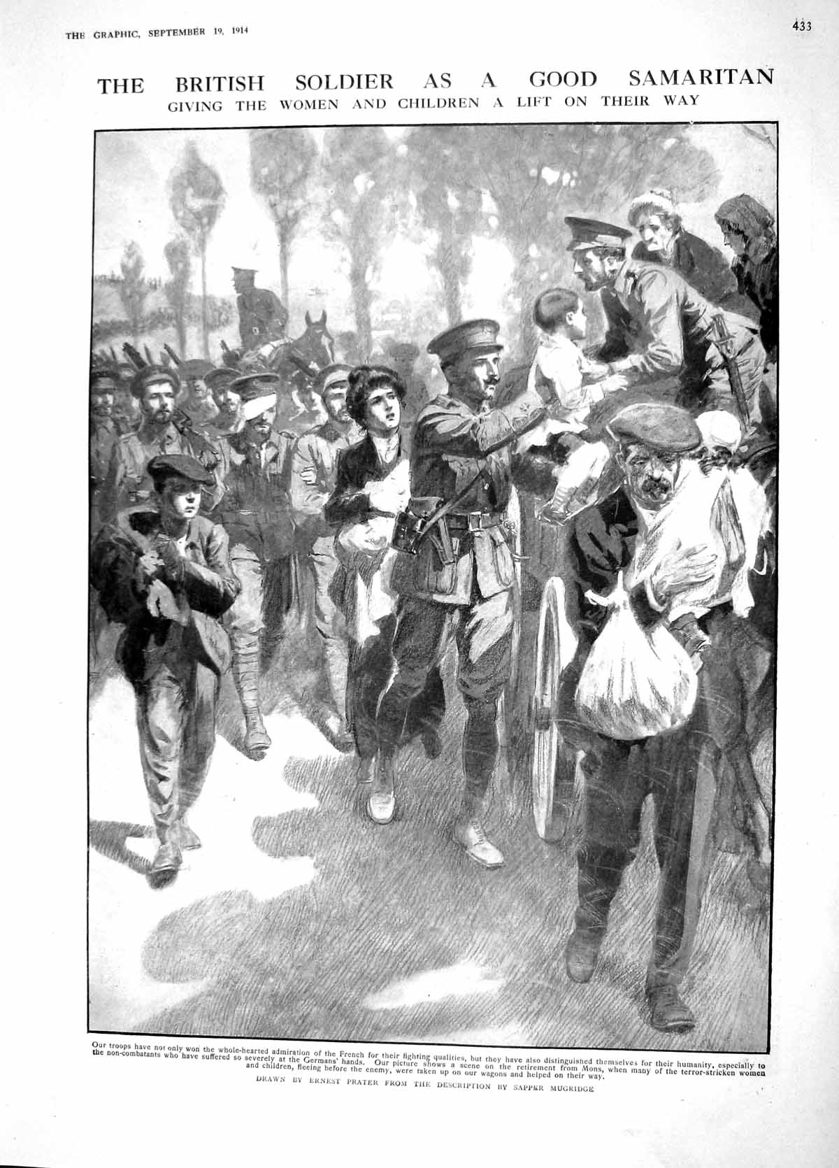 Original Old Antique Print 1914 British Sier Children War Ganz Collins Smith