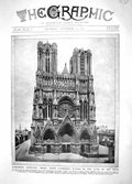 Old Antique Print 1914 Kaiserman Reims Cathedral Architecture German War 20th