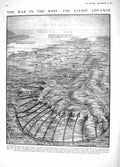 Original Old Antique Print 1914 Map War West Battle Aisne Maubeuge Russia 20th