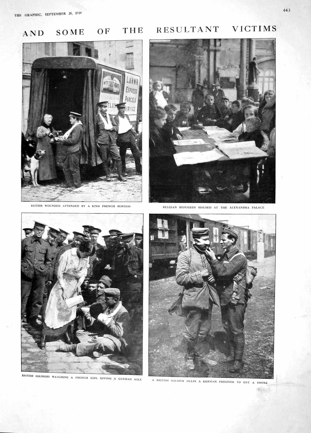 Original Old Antique Print 1914 War British Siers Alexandra Palace Kobben Ship