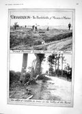 Old Antique Print 1914 French Peasants Battle Field Marne German Guns War 20th