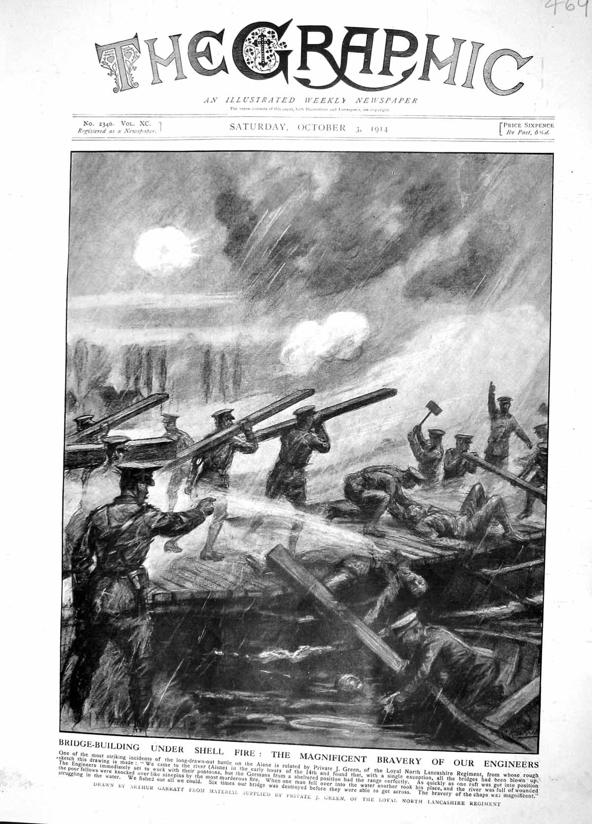 Original Old Antique Print 1914 Bridge Building War Engineers Siers Lancashire