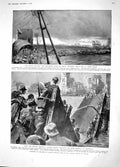 Original Old Antique Print 1914 French Army Bridge Nonette Milon War German Gun