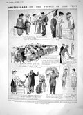 Old Antique Print 1914 Switzerland Military Mail Boats North Sea Goodwins 20th