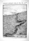 Original Old Antique Print 1914 War Map Germany Ypres Lille Dunkirk Douglas 20th