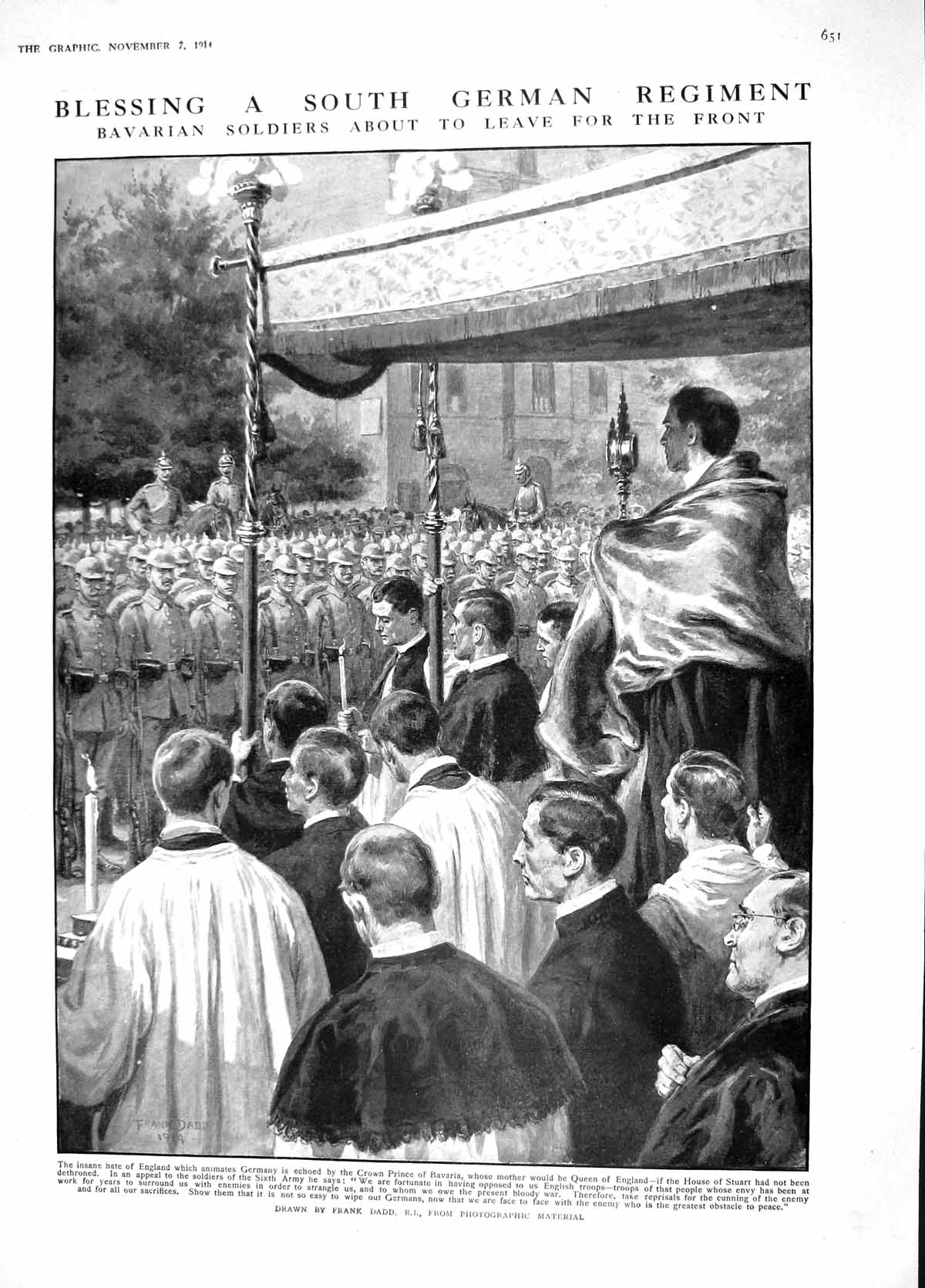 Original Old Antique Print 1914 Bavarian Siers Germant Crown Prince War 20th
