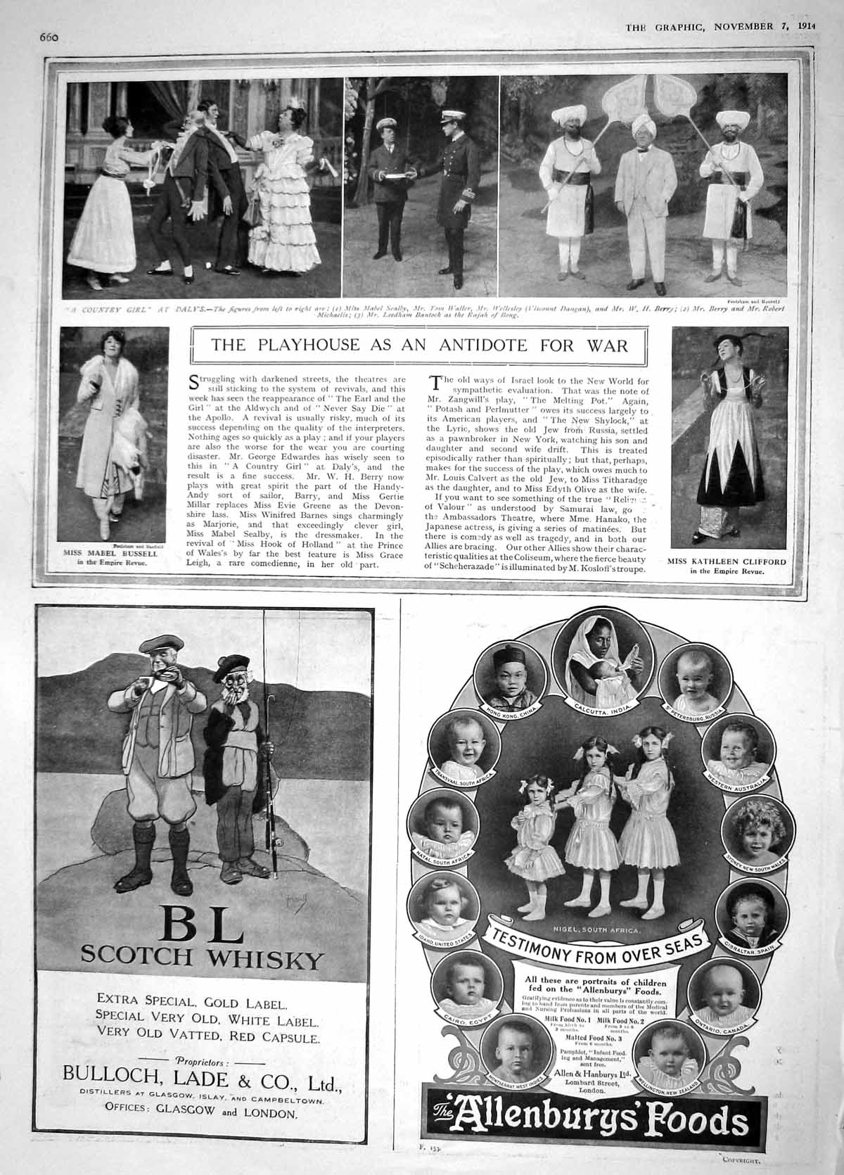 Old Antique Print 1914 Daly'S Theatre Sealby Waller Berry Clifford Lade 20th