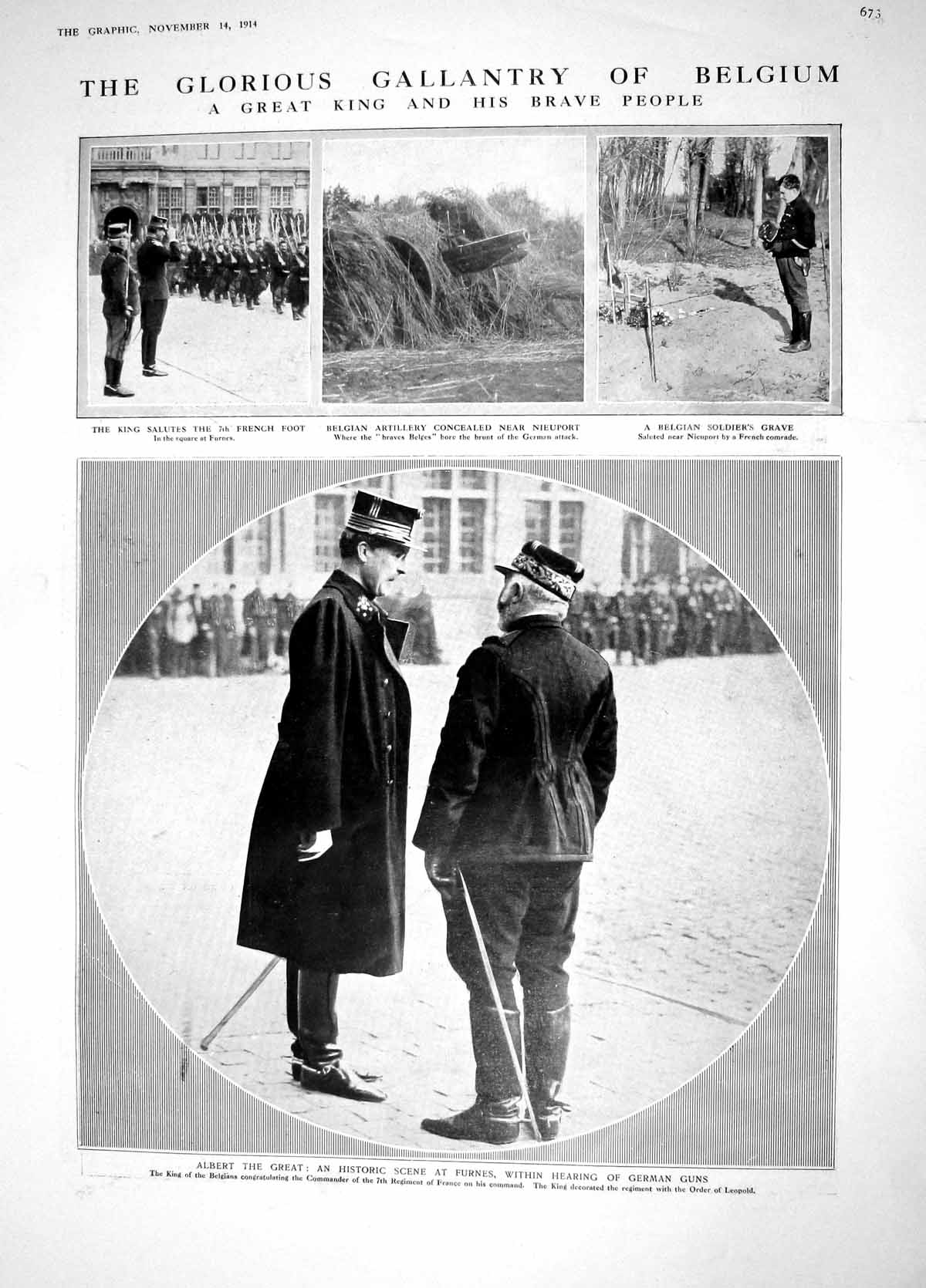 Original Old Antique Print 1914 Albert Furnes German Guns War Belgium Vancouver