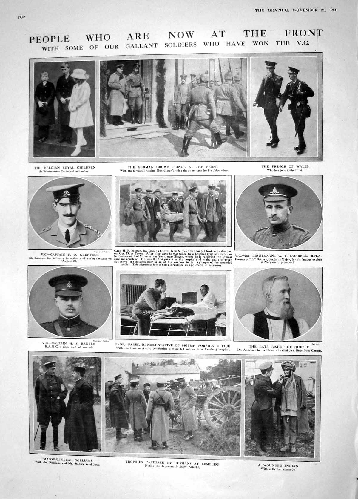 Old Antique Print 1914 German Prince Grenfell Ranken War Dean Kiel Canal 20th