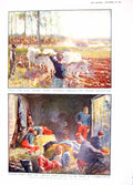 Original Old Antique Print 1914 War British Army France Cattle Truck Fire-Ball