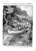 Original Old Antique Print 1914 H.M.S. Cumberland Picket Boat Kultur Kame 20th