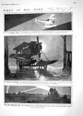Original Old Antique Print 1914 Aircraft War Sea-Plane British Army Books Peace