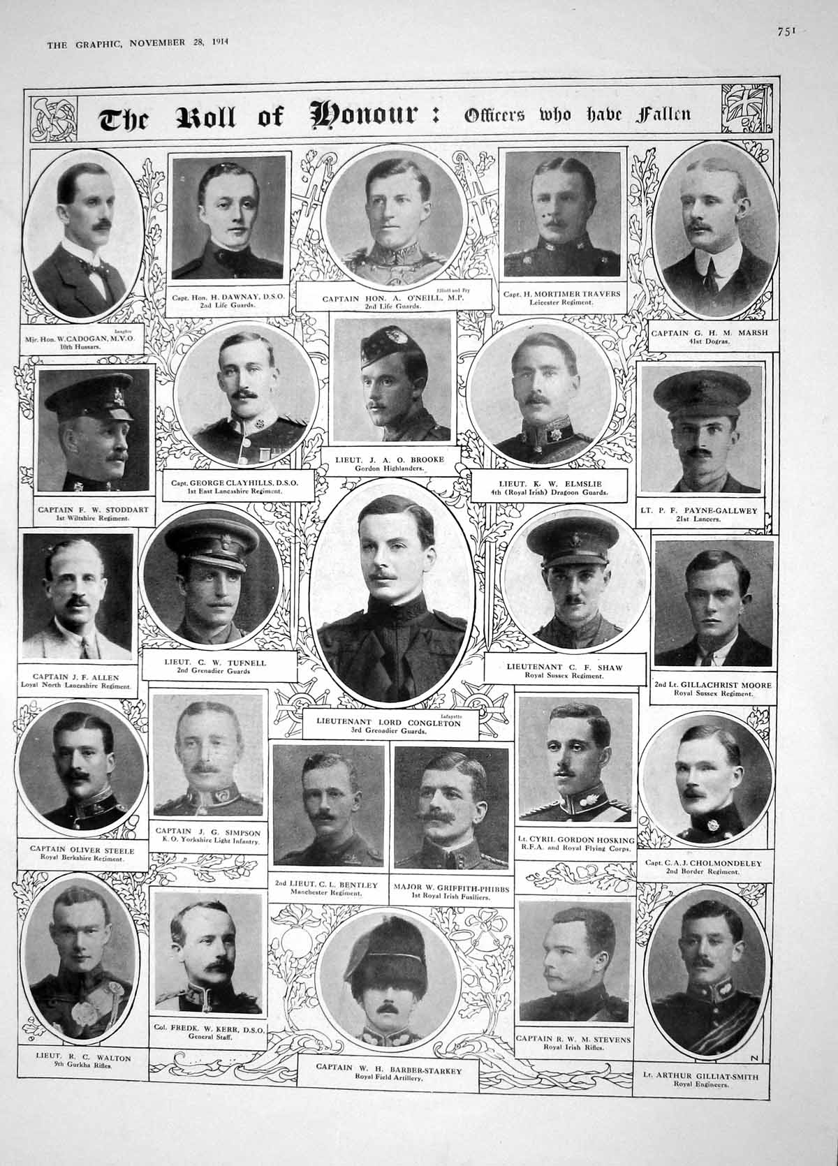 Original Old Antique Print 1914 War Congleton Kerr Moore Allen Russian Siers