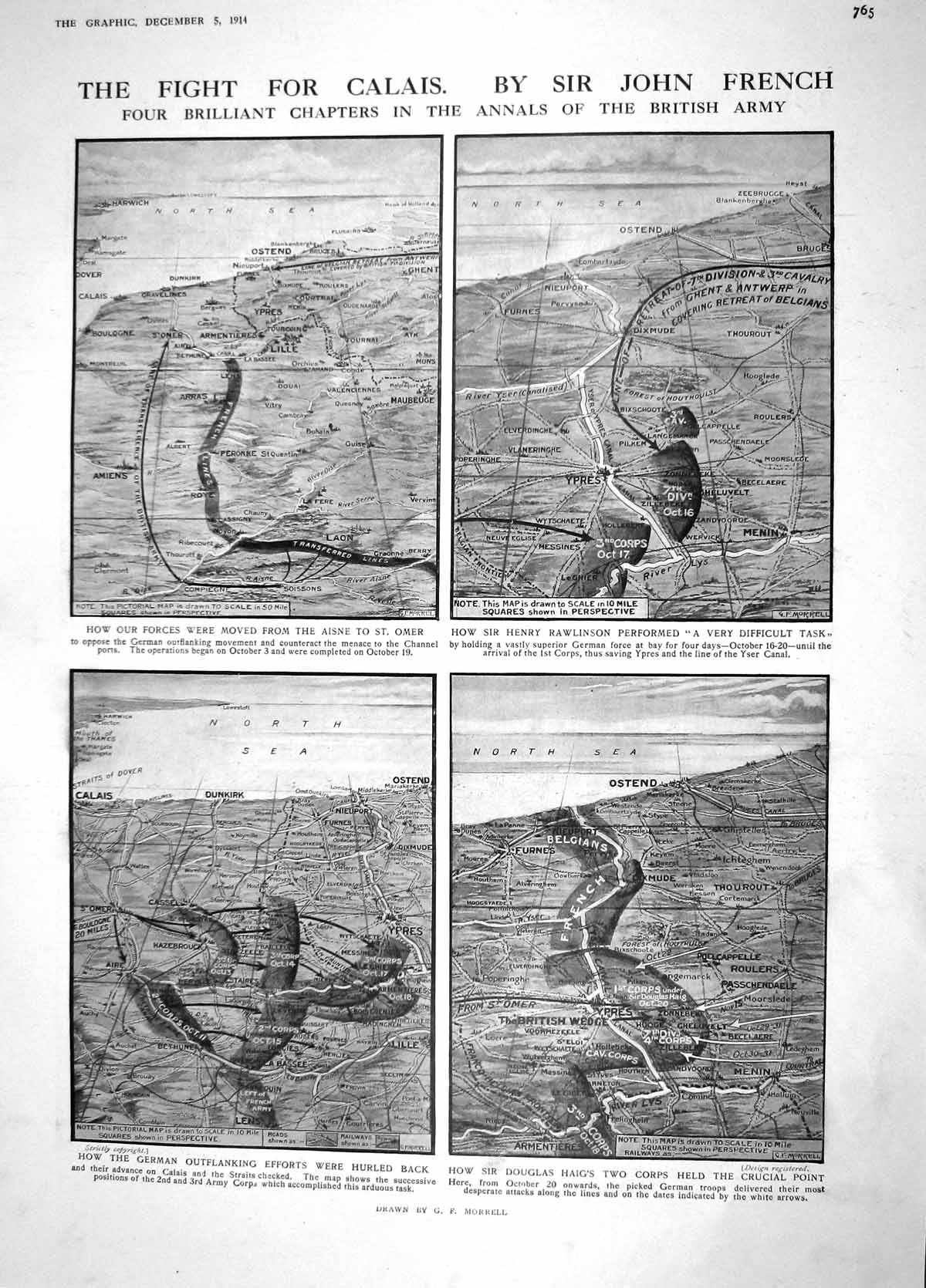 Old Antique Print 1914 John French Calais Haig War Rawlinson Mazuria Lake 20th
