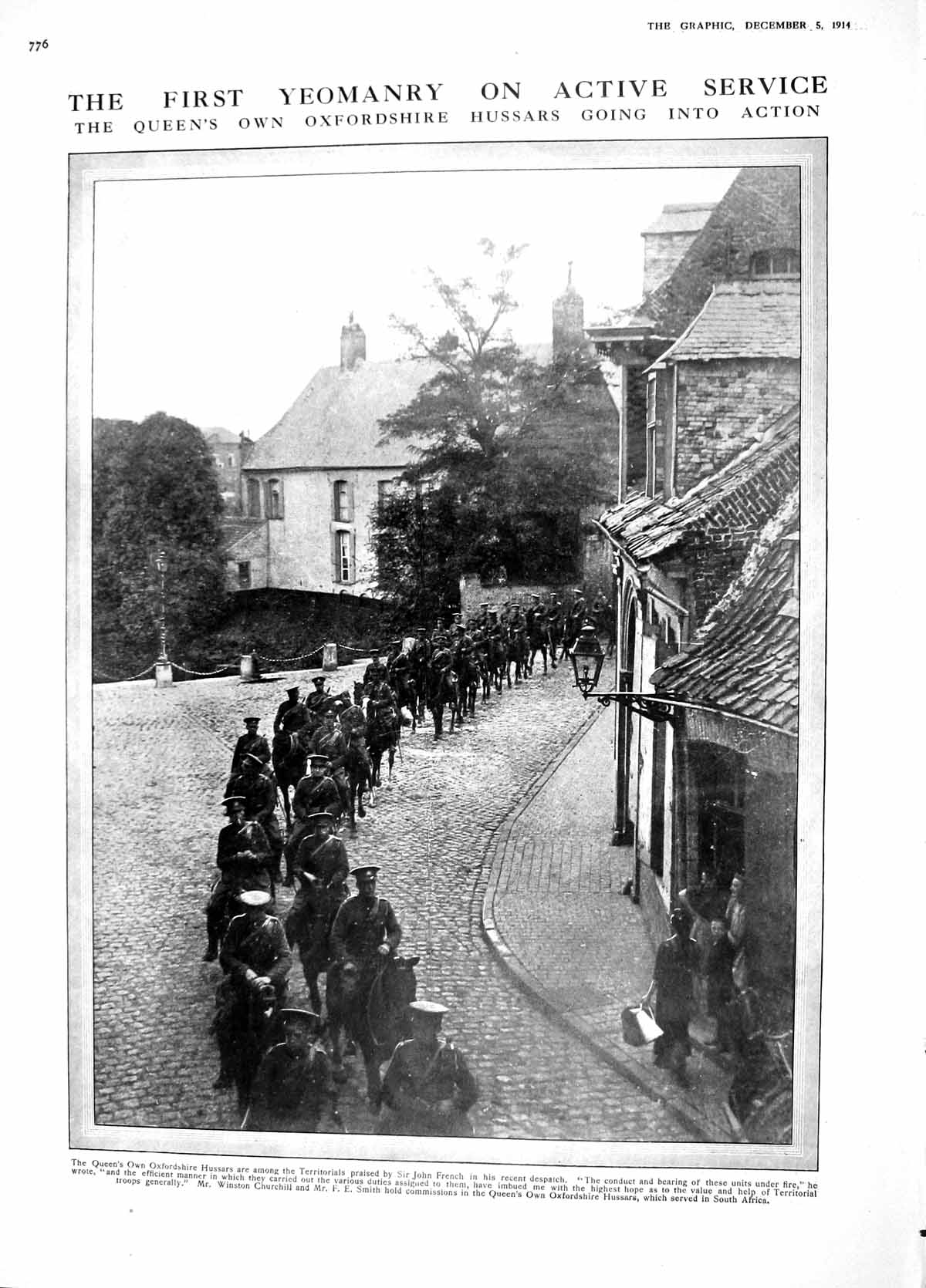Original Old Antique Print 1914 Oxfordshire Hussars War Siers Irtish 20th