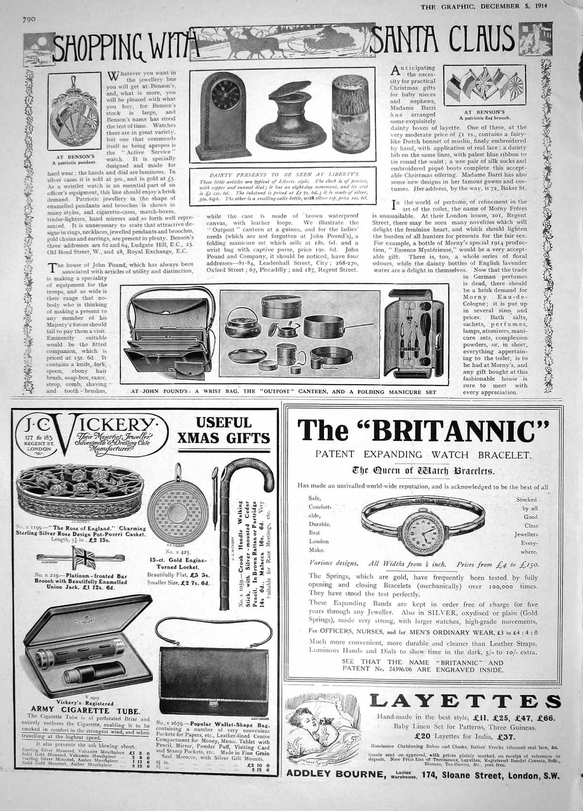 Original Old Antique Print 1914 Christmas John Pound Liberty'S Manicure Vickery