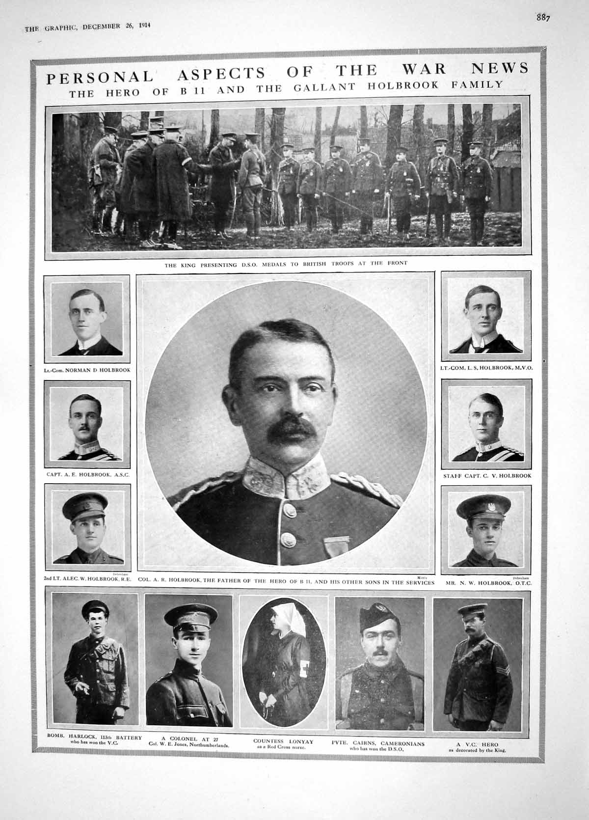 Original Old Antique Print 1914 War Holbrook Harlock Lonyay Cameron High 20th