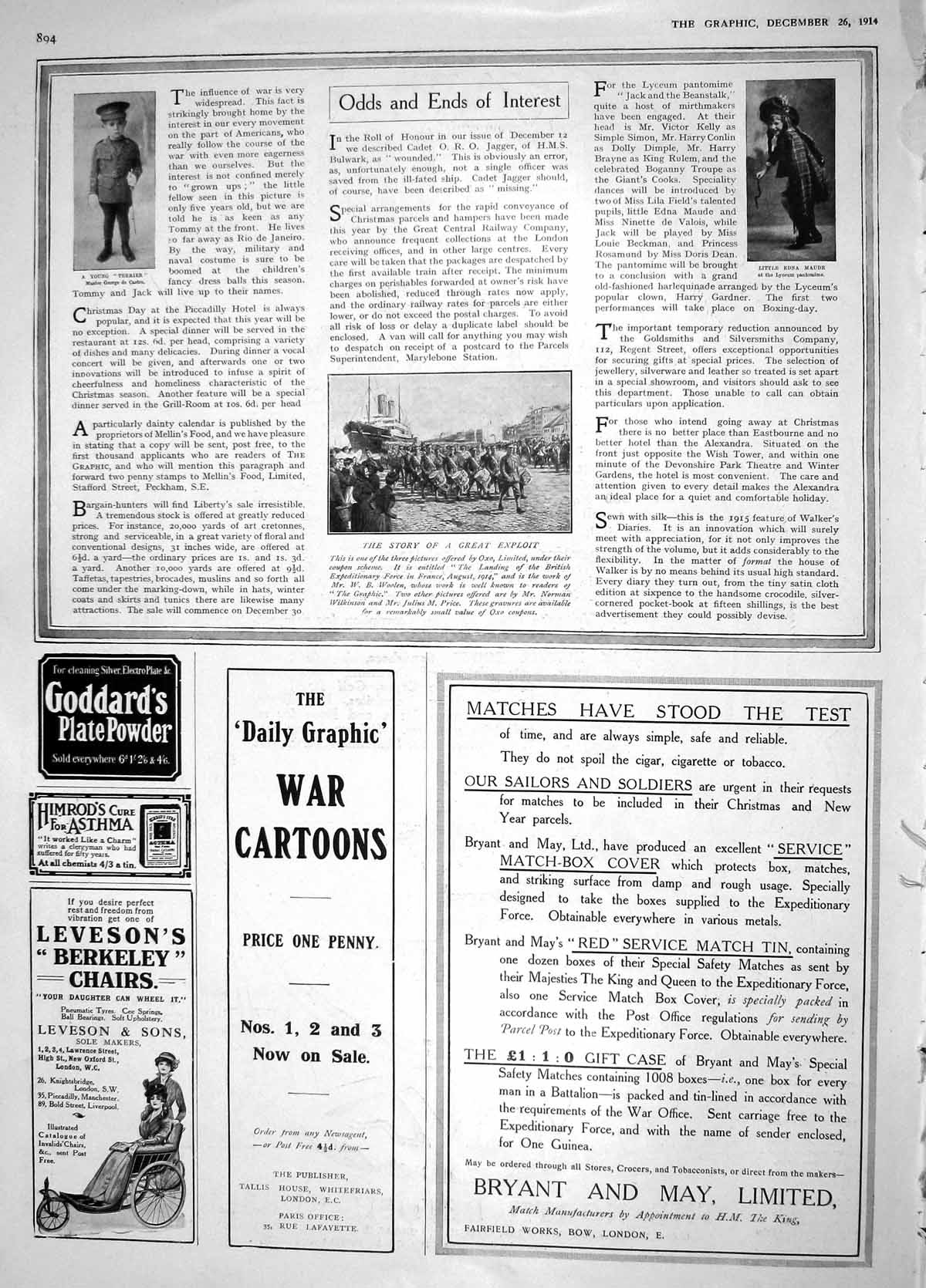 Original Old Antique Print 1914 Master George Castro Edna Maude Ship France War