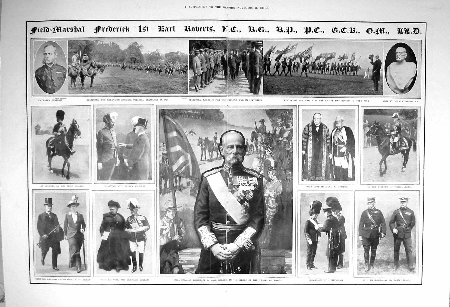 Antique Old Print 1914 Field-Marshal Frederick Earl Roberts French Colton 20th