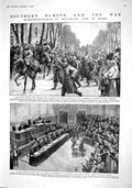 Original Old Antique Print 1915 War Belgrade Rome Italian Parliament Salandra