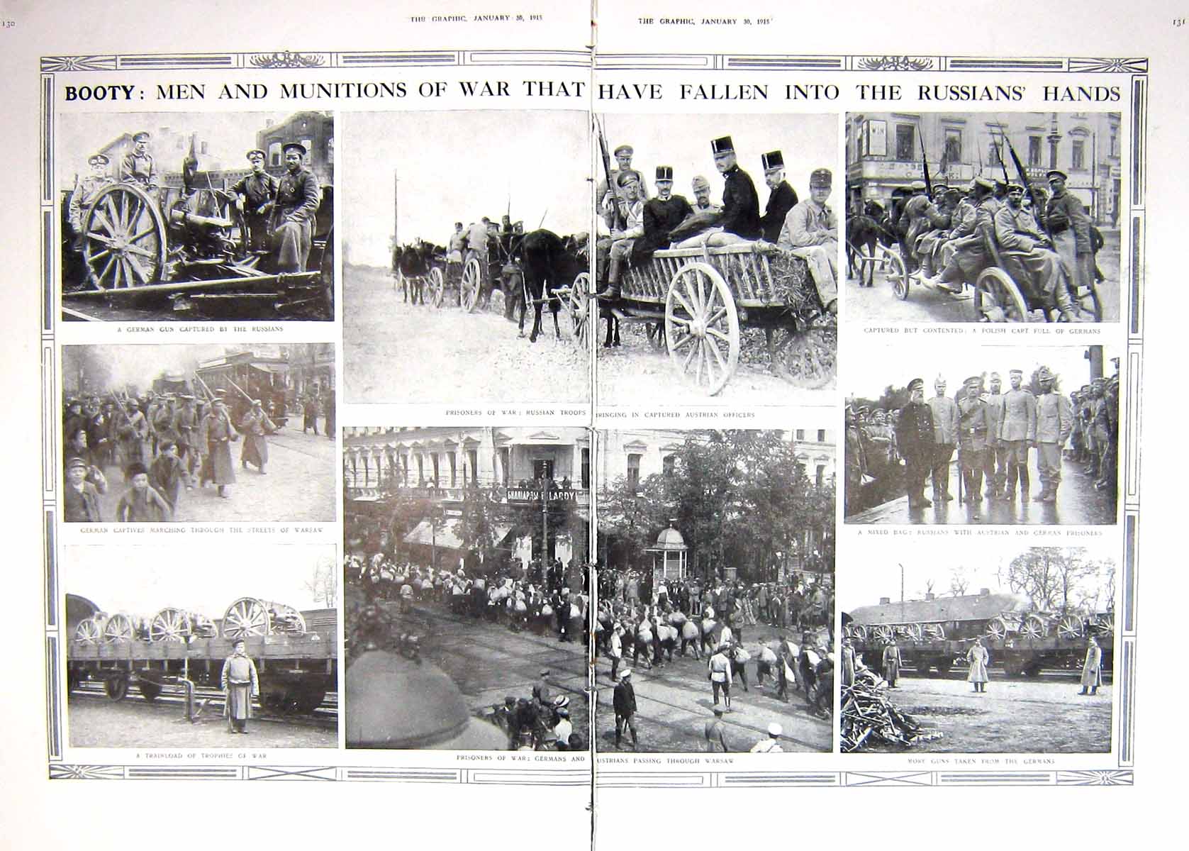 Original Old Antique Print Damaged 1915 Munitions War Russian Siers Guns 20th