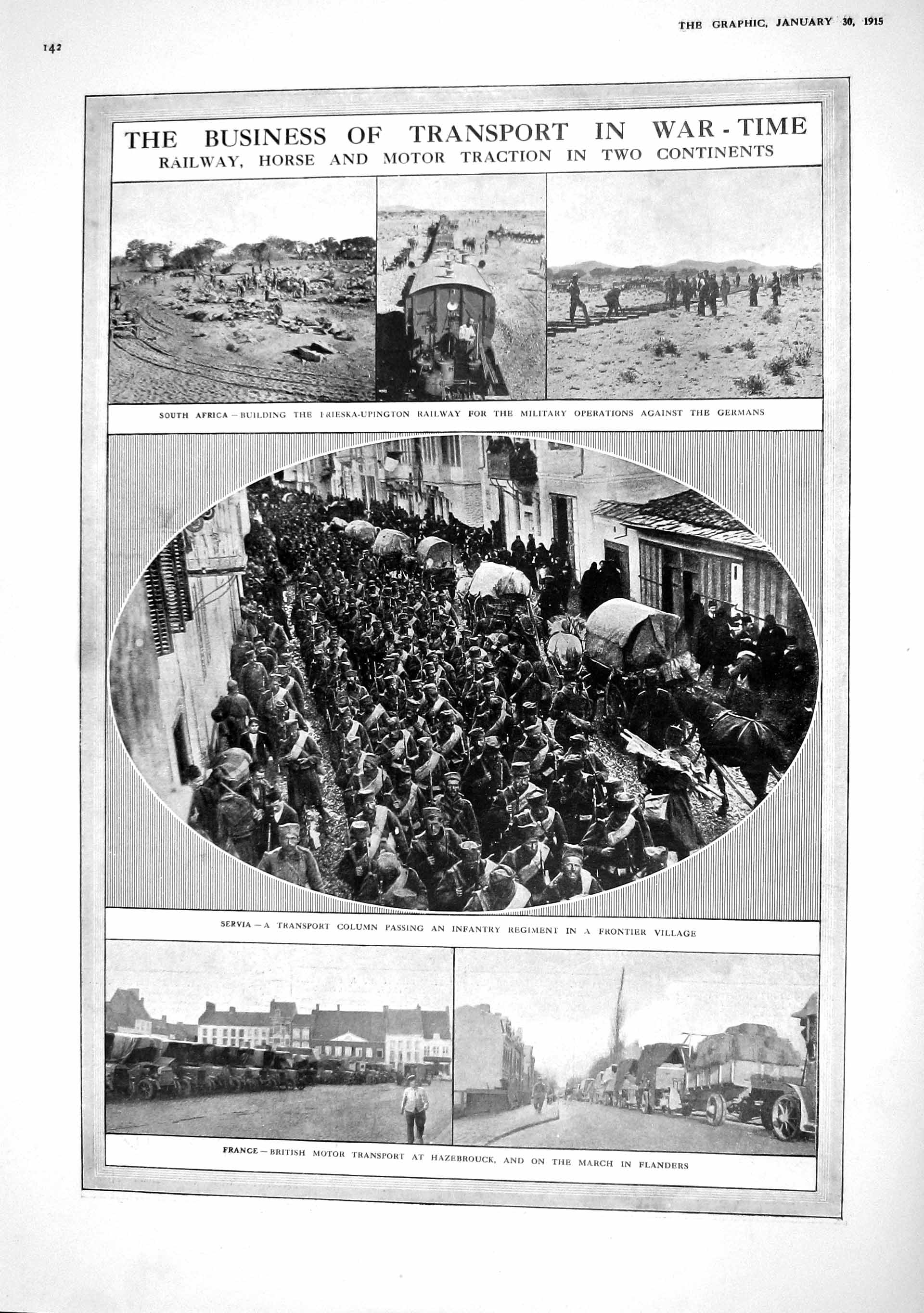 Original Old Antique Print 1915 Africa War Railway Hazebrouck Flanders Chinnery