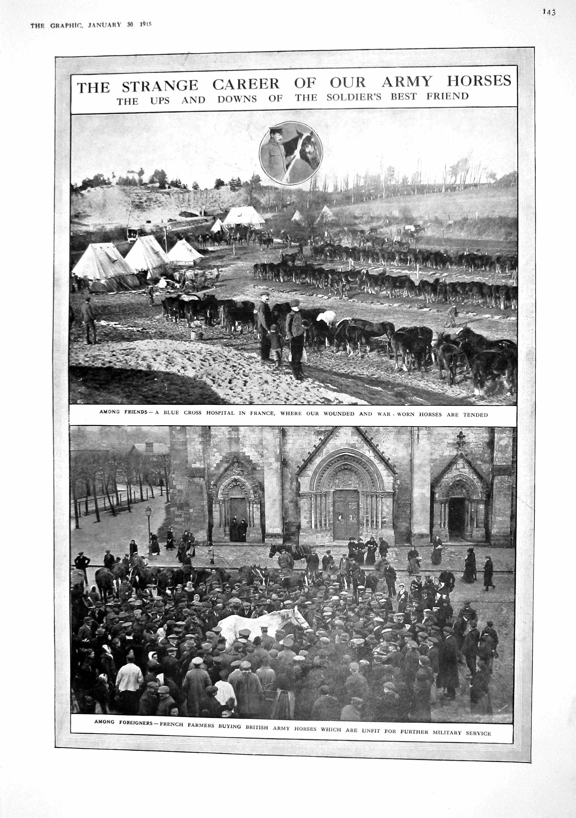 Old Antique Print 1915 Blue Cross Hospital France War Hohenzollern Benson 20th