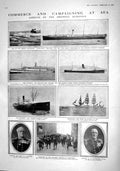 Original Old Antique Print 1915 Ships Montagu Henderson Teuton Toko Maru Wachs