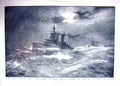 Old Antique Print 1915 David Beatty Flag Ship North Sea Battle War Map 20th