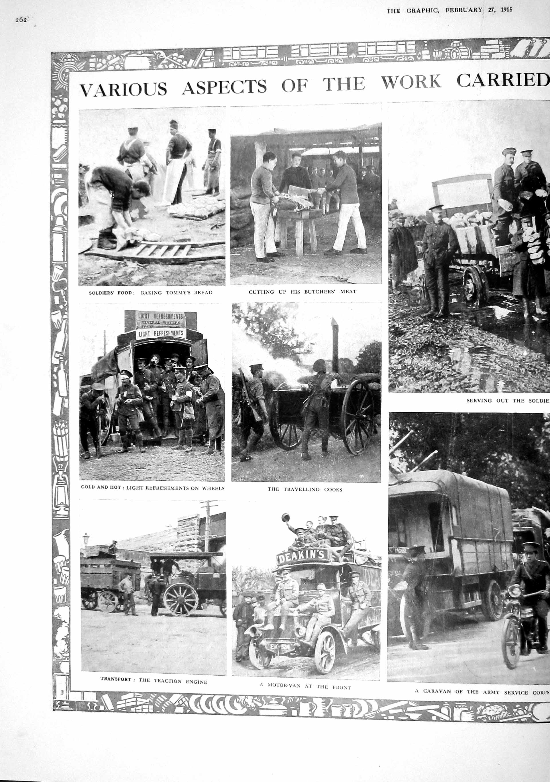 Old Antique Print 1915 War Army Service Corps Motor Van Transport Bakery 20th