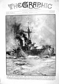 Old Antique Print 1915 Dardanelles Super-Dreadnought Ship Queen Elizabeth 20th