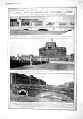 Old Antique Print 1915 Floods River Tiber Rome Angelo Fabricus Bentnick 20th