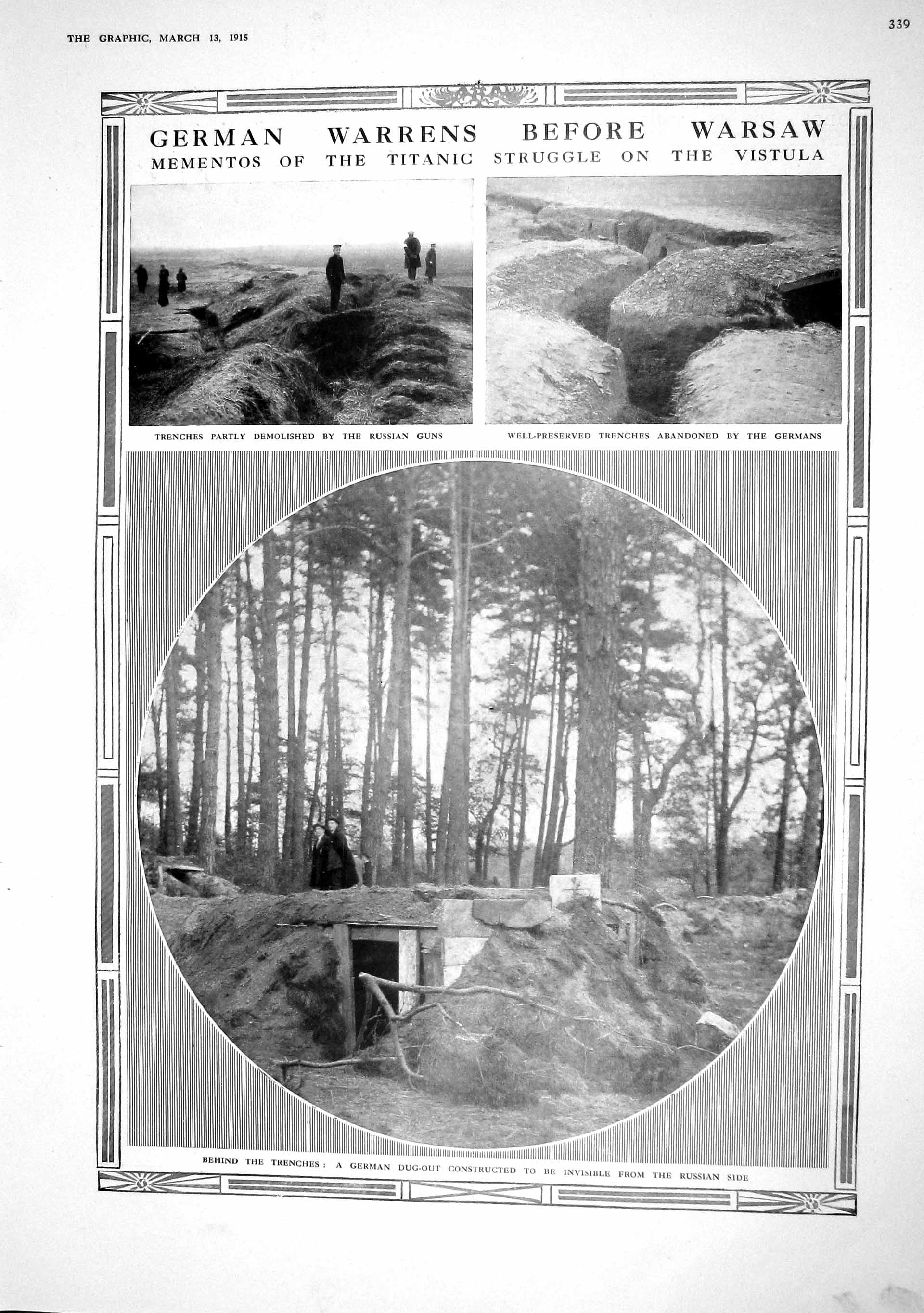 Old Antique Print 1915 German War Trench Dug-Out Egypt Train Camels Horse 20th
