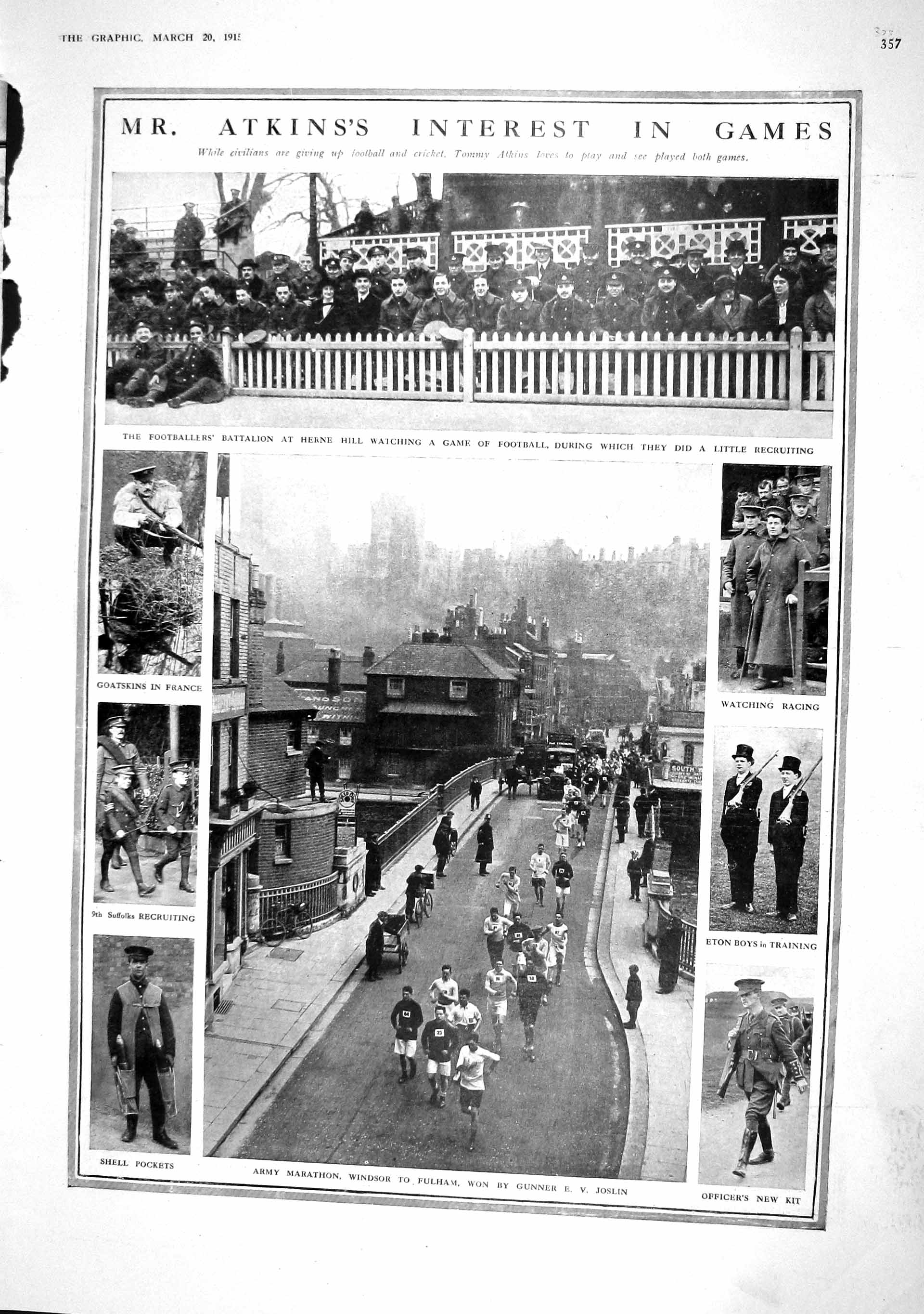 Old Antique Print 1915 Atkins Sport Football Joslin Eton Ships War Navy 20th