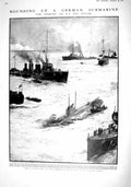 Old Antique Print 1915 German Submarine War Dover Ships Laventie Estaires 20th