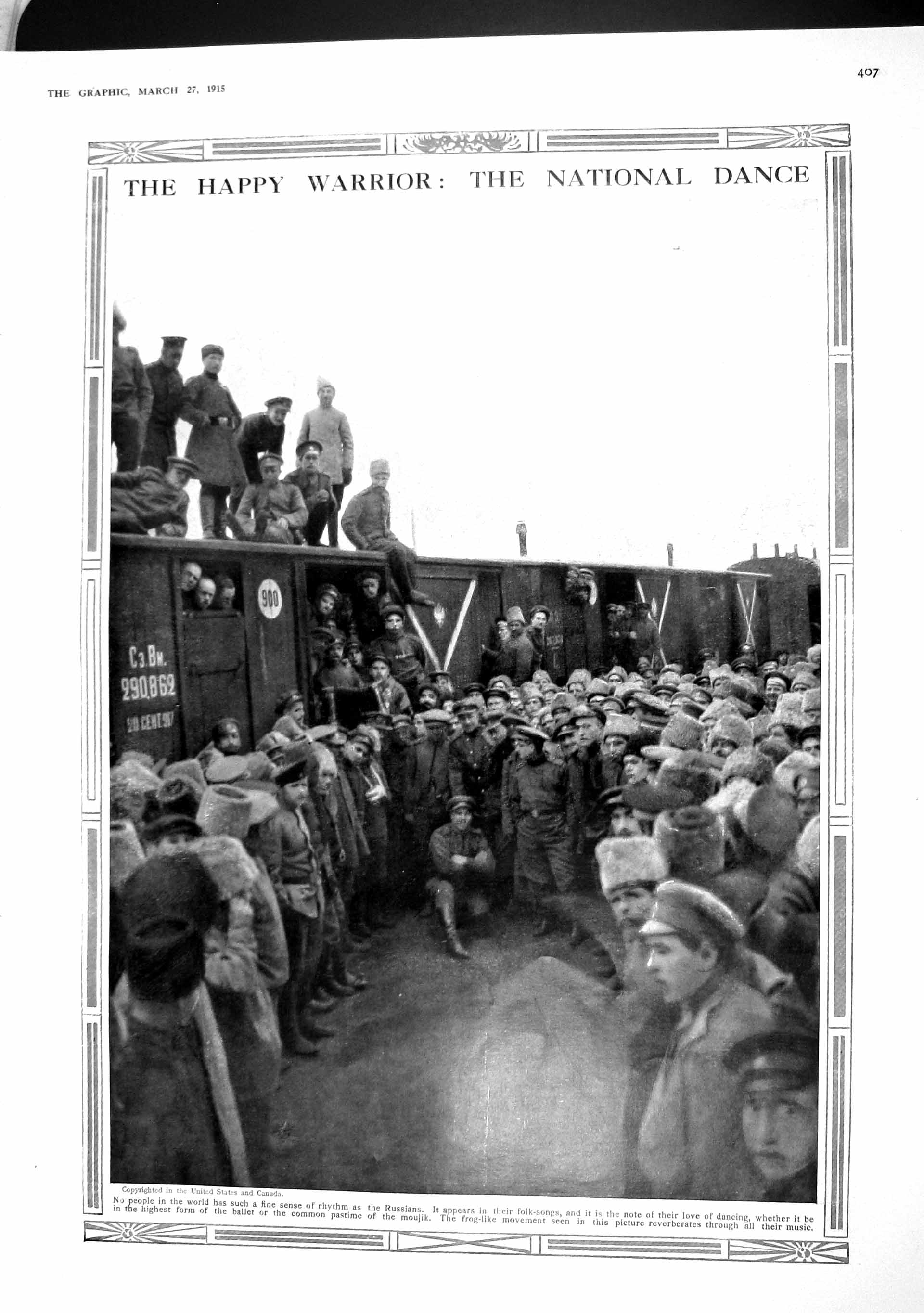 Old Antique Print 1915 National War Dance Russians Ivangorod Battlefield 20th